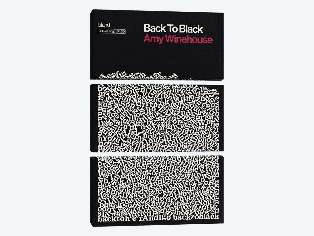 Back To Black By Amy Winehouse Lyrics Print by Reign & Hail 3-piece Canvas Artwork