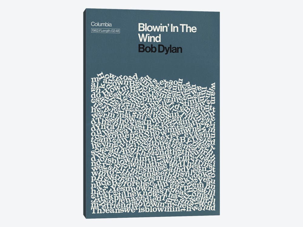 Blowin In The Wind By Bob Dylan Lyrics Print by Reign & Hail 1-piece Canvas Art