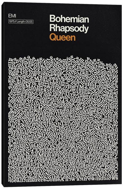 Bohemian Rhapsody By Queen Lyrics Print Canvas Art Print - Large Minimalist Art