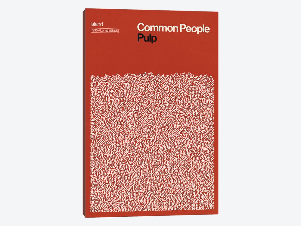 Common People By Pulp Lyrics Print by Reign & Hail 1-piece Canvas Art