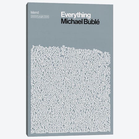 Everything By Michael Buble Lyrics Print Canvas Print #RNH59} by Reign & Hail Art Print