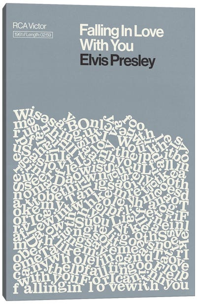 Falling In Love With You By Elvis Presley Lyrics Print Canvas Art Print - Elvis Presley