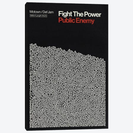 Fight The Power By Pubic Enemy Lyrics Print Canvas Print #RNH62} by Reign & Hail Canvas Wall Art