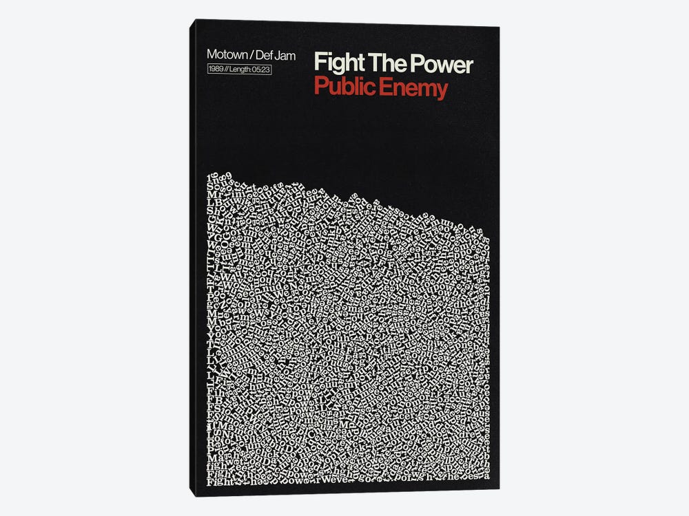 Fight The Power By Pubic Enemy Lyrics Print by Reign & Hail 1-piece Canvas Print