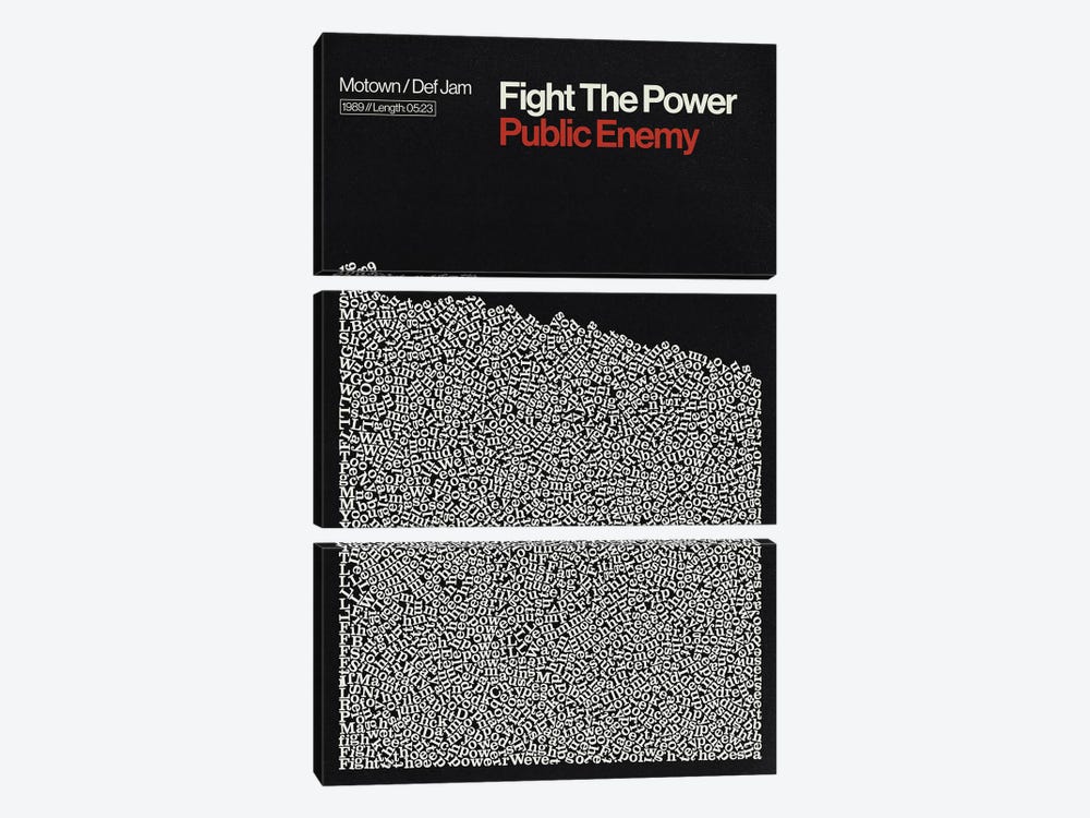 Fight The Power By Pubic Enemy Lyrics Print by Reign & Hail 3-piece Canvas Art Print