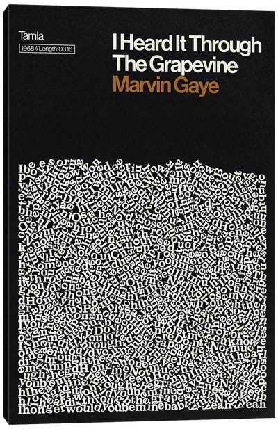 I Heard It Through The Grapevine By Marvin Gaye Lyrics Print Canvas Art Print - Marvin Gaye