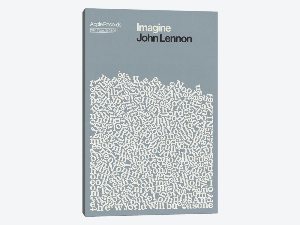 Imagine By John Lennon Lyrics Print by Reign & Hail 1-piece Canvas Art Print