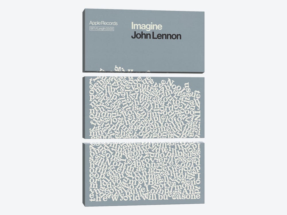 Imagine By John Lennon Lyrics Print by Reign & Hail 3-piece Art Print