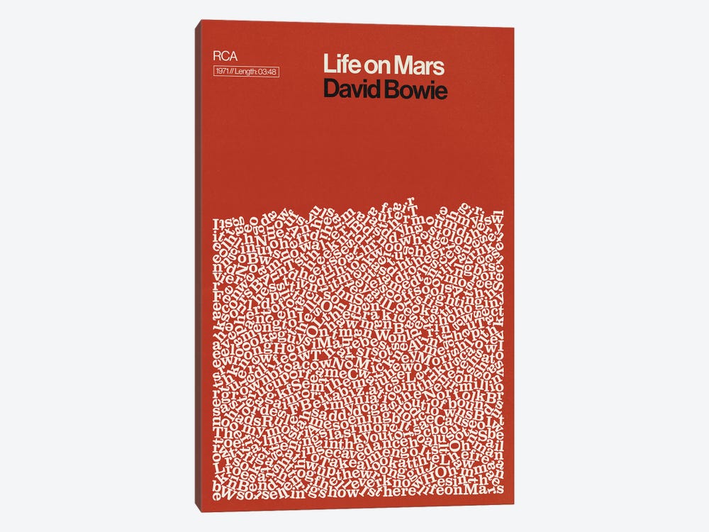 Life On Mars By David Bowie Lyrics Print by Reign & Hail 1-piece Canvas Art Print