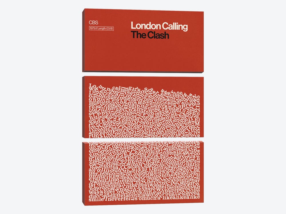 London Calling By The Clash Lyrics Print by Reign & Hail 3-piece Canvas Wall Art
