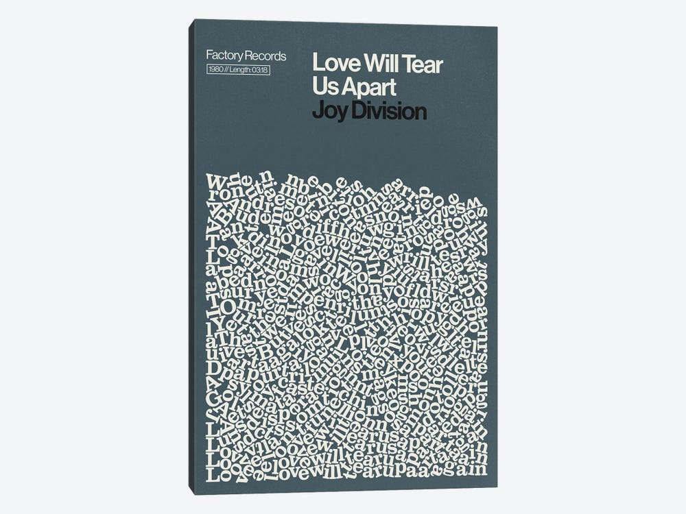 Love Will Tear Us Apart By Joy Division Lyrics Print by Reign & Hail 1-piece Canvas Art