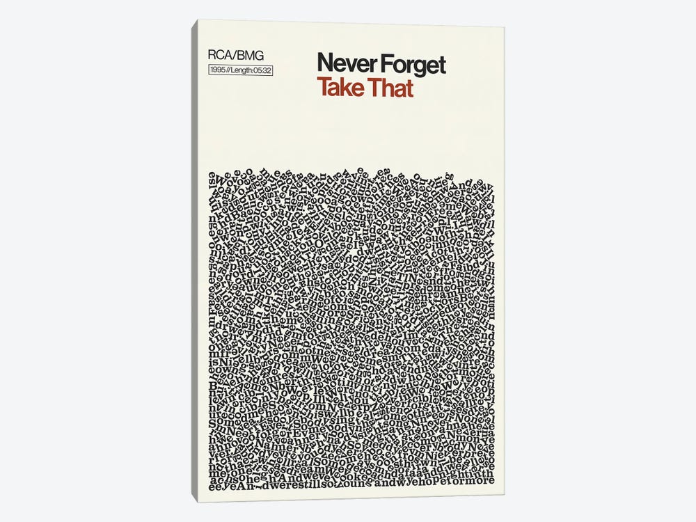 Never Forget By Take That Lyrics Print by Reign & Hail 1-piece Art Print