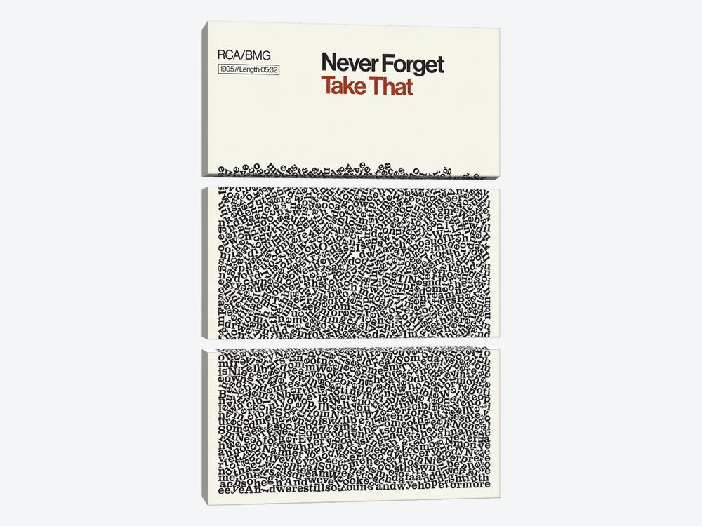 Never Forget By Take That Lyrics Print by Reign & Hail 3-piece Canvas Art Print