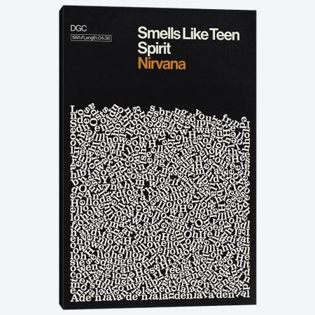 Smells Like Teen Spirit By Nirvana Lyrics Print Canvas Print #RNH75} by Reign & Hail Canvas Art