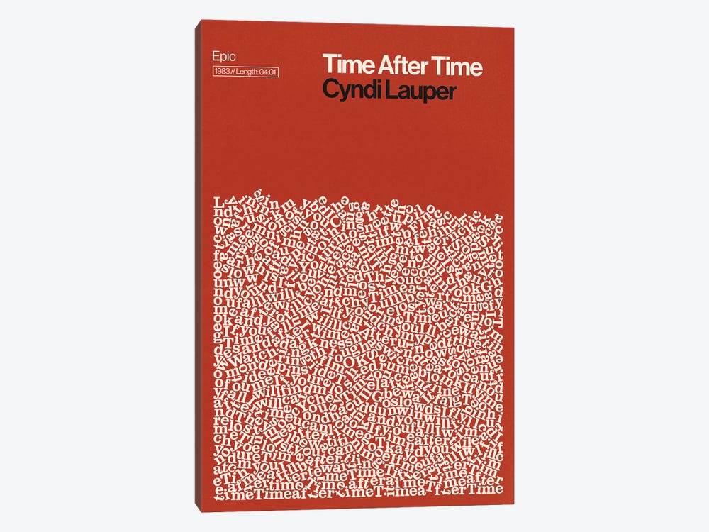 Time After Time By Cyndi Lauper Lyrics Print 1-piece Canvas Art Print