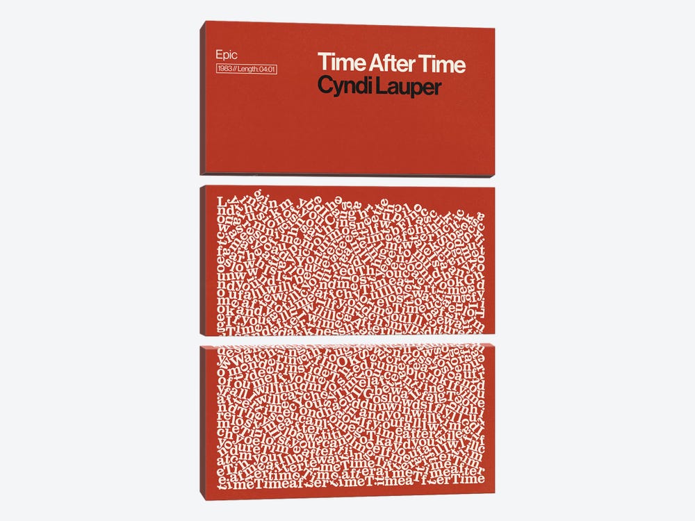 Time After Time By Cyndi Lauper Lyrics Print 3-piece Art Print