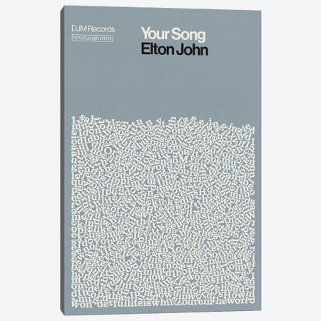Your Song By Elton John Lyrics Print Canvas Print #RNH79} by Reign & Hail Canvas Art Print