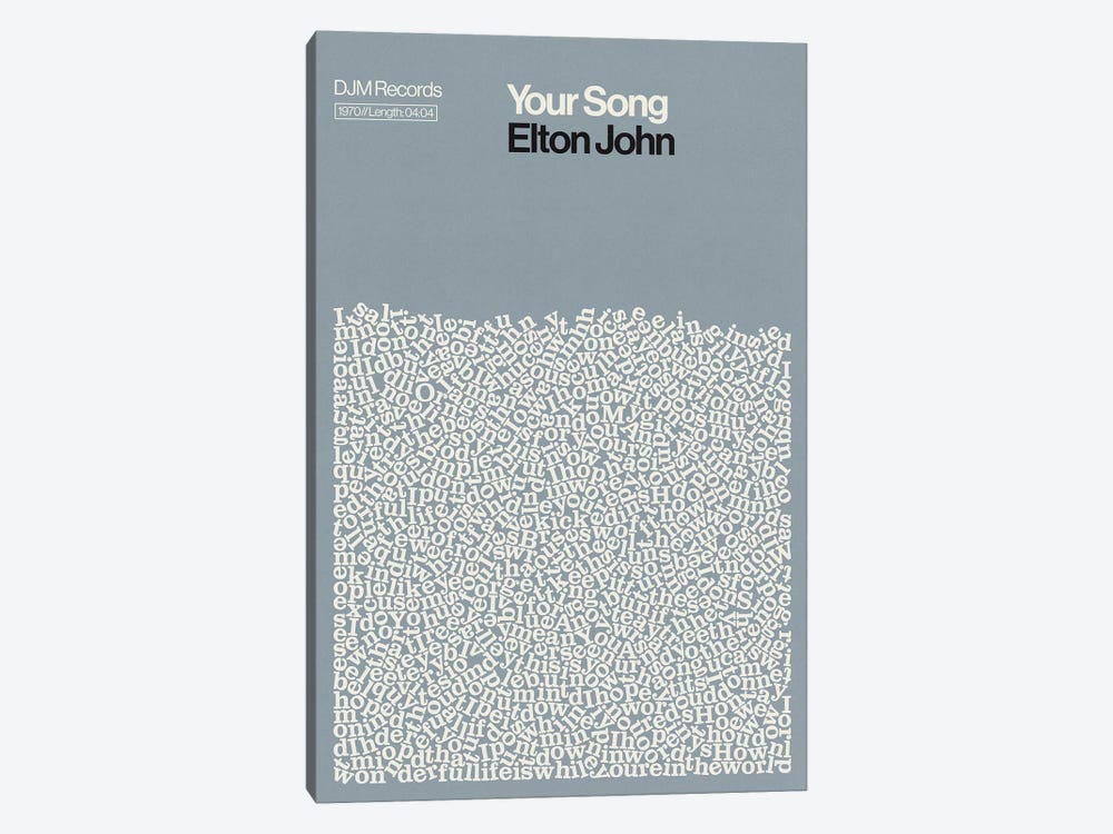 Your Song By Elton John Lyrics Print 1-piece Canvas Print