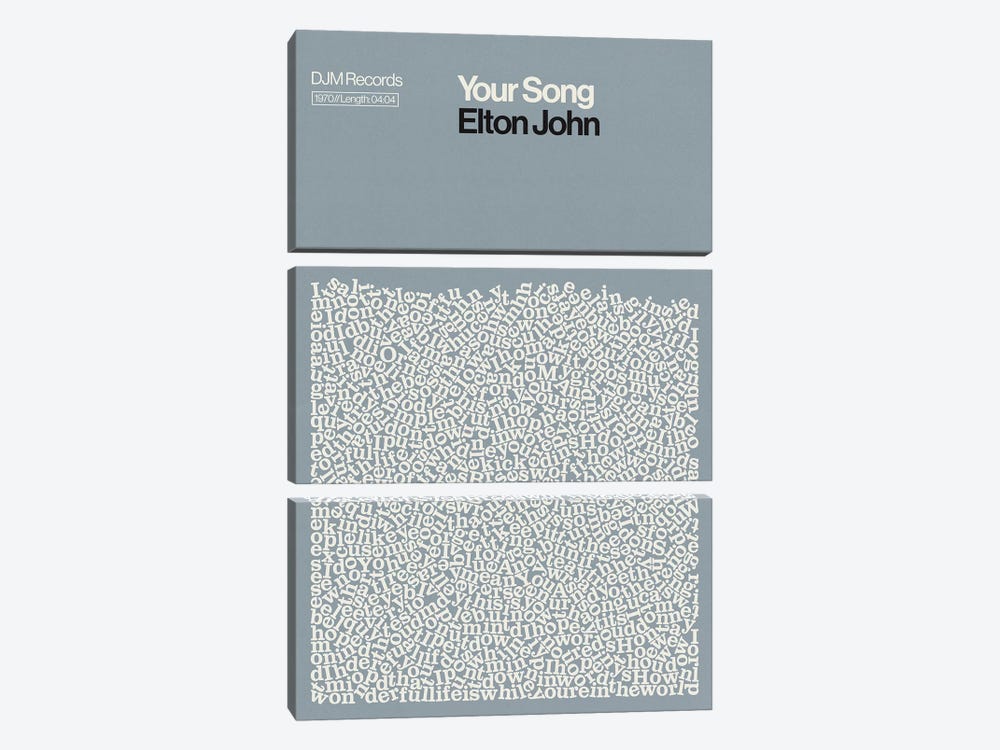 Your Song By Elton John Lyrics Print 3-piece Canvas Print