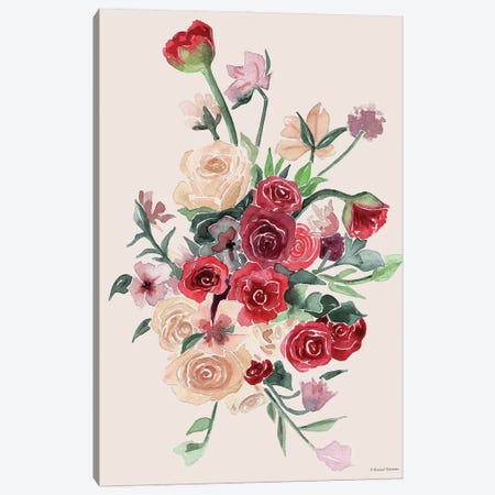 Deep Red Floral Bouquet Canvas Print #RNI115} by Rachel Nieman Art Print