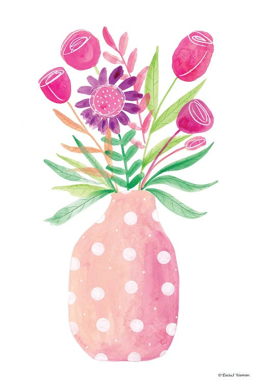 Pretty In Pink Flower Pot by Rachel Nieman wall art
