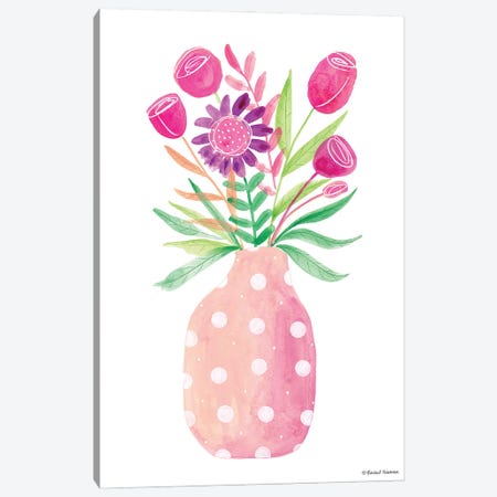 Pretty In Pink Flower Pot Canvas Print #RNI146} by Rachel Nieman Canvas Artwork