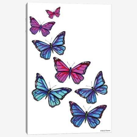 Vibrant Flying Butterflies Canvas Print #RNI151} by Rachel Nieman Canvas Wall Art