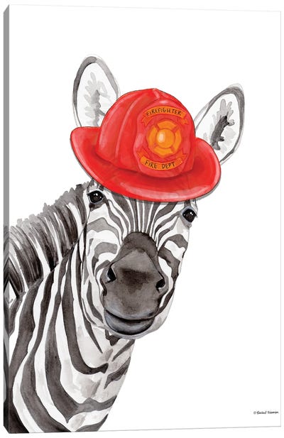 Firefighter Zebra Canvas Art Print