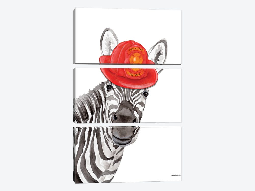 Firefighter Zebra by Rachel Nieman 3-piece Art Print