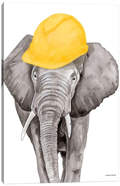 Construction Elephant Canvas Art Print