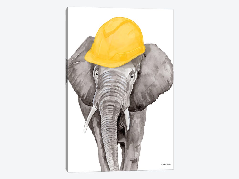 Construction Elephant by Rachel Nieman 1-piece Canvas Wall Art