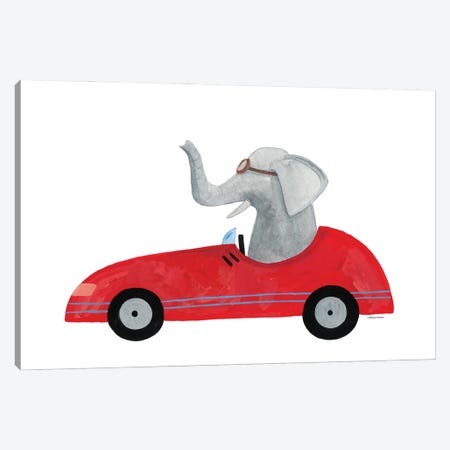 Elephant In A Car Canvas Print #RNI166} by Rachel Nieman Canvas Wall Art