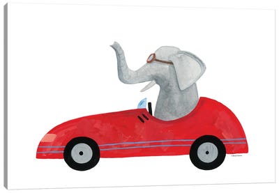 Elephant In A Car Canvas Art Print