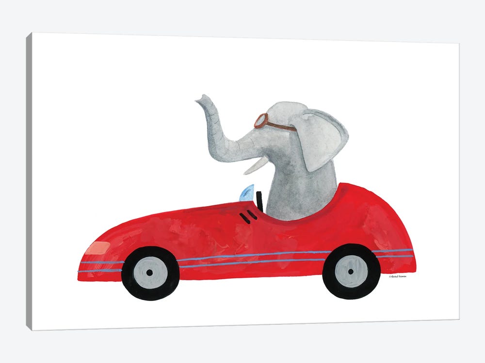 Elephant In A Car by Rachel Nieman 1-piece Canvas Artwork