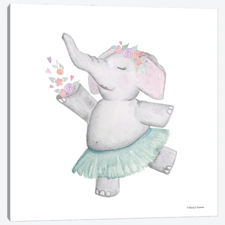 Elephant Ballerina Canvas Print #RNI167} by Rachel Nieman Canvas Art
