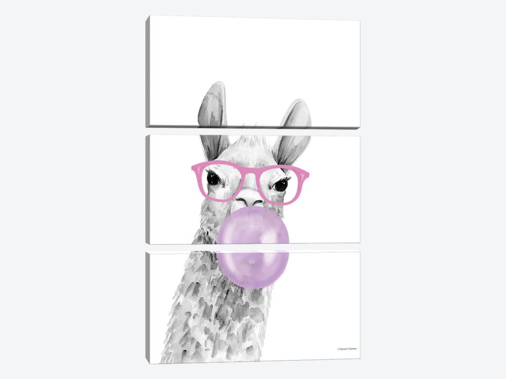 Bubble Gum Alpaca by Rachel Nieman 3-piece Canvas Art