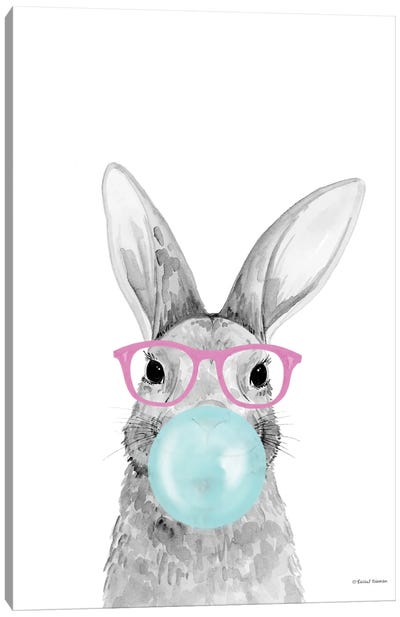 Bubble Gum Bunny Canvas Art Print - Bubbles