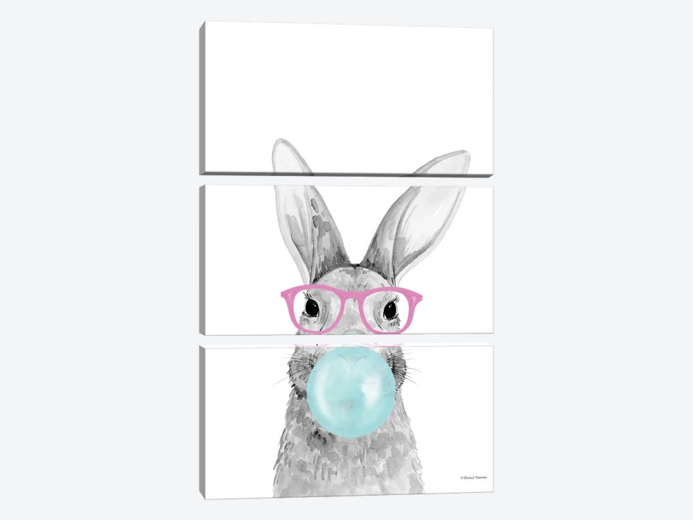 Bubble Gum Bunny by Rachel Nieman 3-piece Canvas Art Print