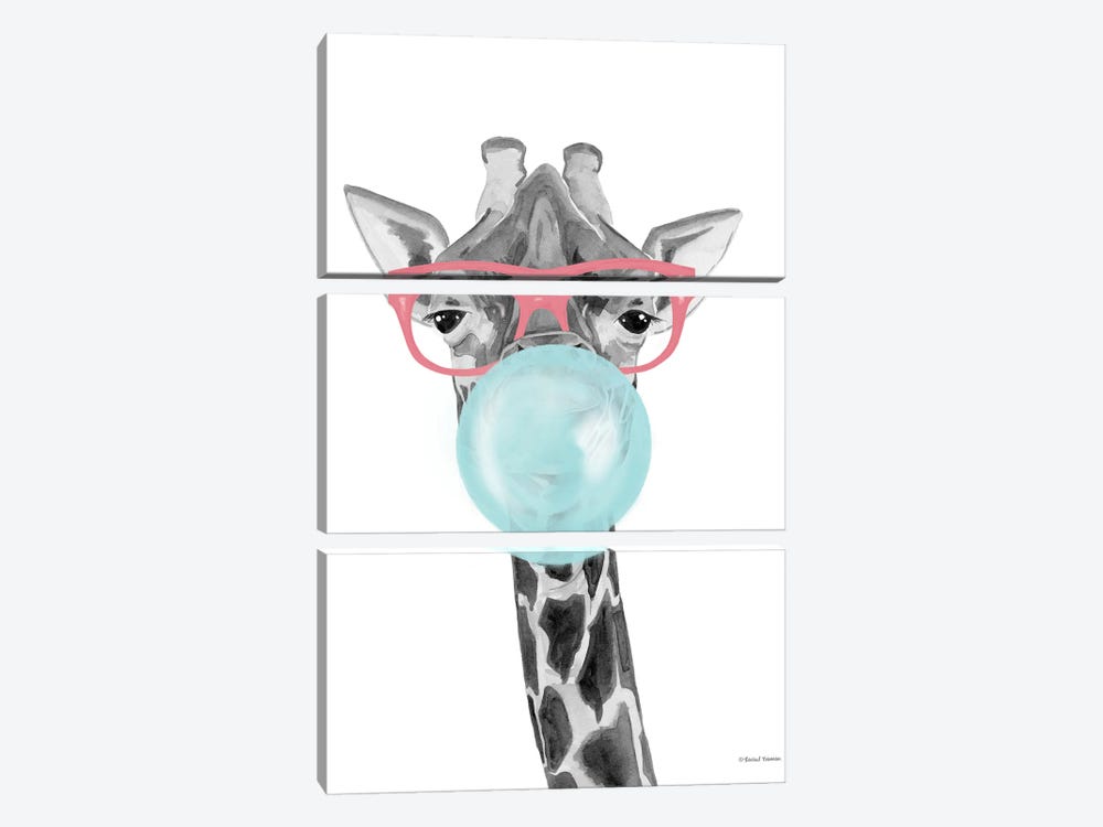 Bubble Gum Giraffe by Rachel Nieman 3-piece Art Print