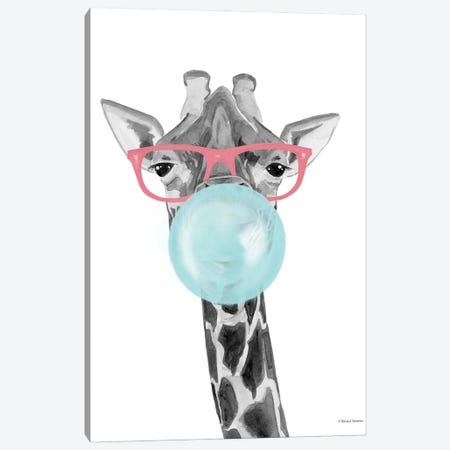 Bubble Gum Giraffe Canvas Print #RNI170} by Rachel Nieman Canvas Wall Art