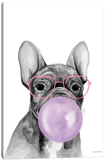 Bubble Gum Puppy Canvas Art Print - Bubbles