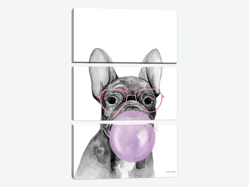 Bubble Gum Puppy by Rachel Nieman 3-piece Canvas Artwork