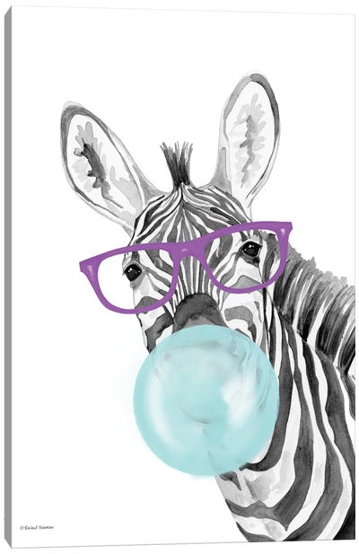 Bubble Gum Zebra Canvas Art Print - Glasses & Eyewear Art