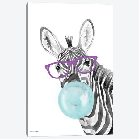 Bubble Gum Zebra Canvas Print #RNI172} by Rachel Nieman Canvas Artwork