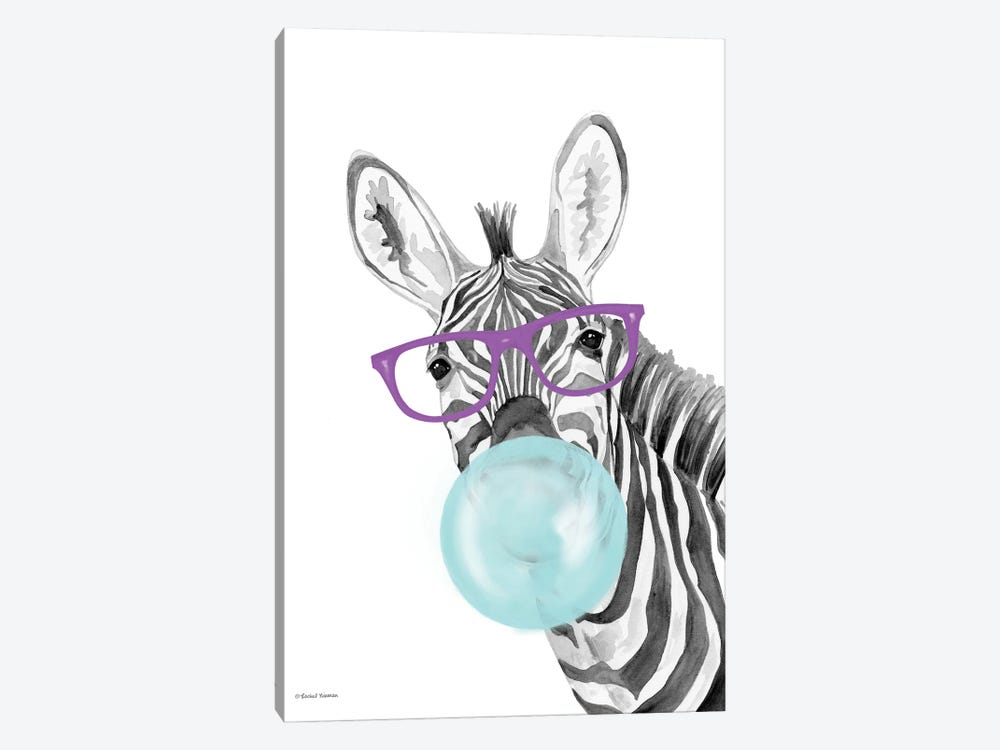 Bubble Gum Zebra by Rachel Nieman 1-piece Art Print