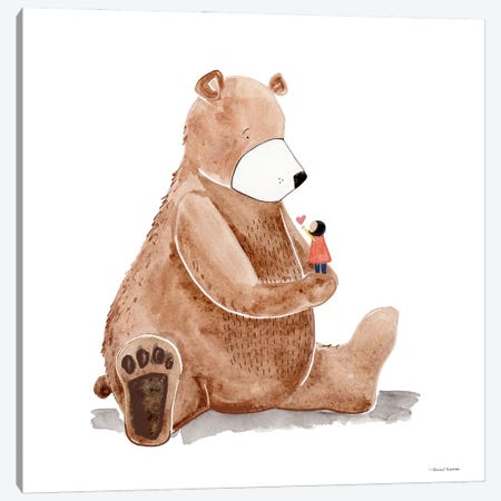 Bear And Heart Canvas Print #RNI173} by Rachel Nieman Canvas Wall Art