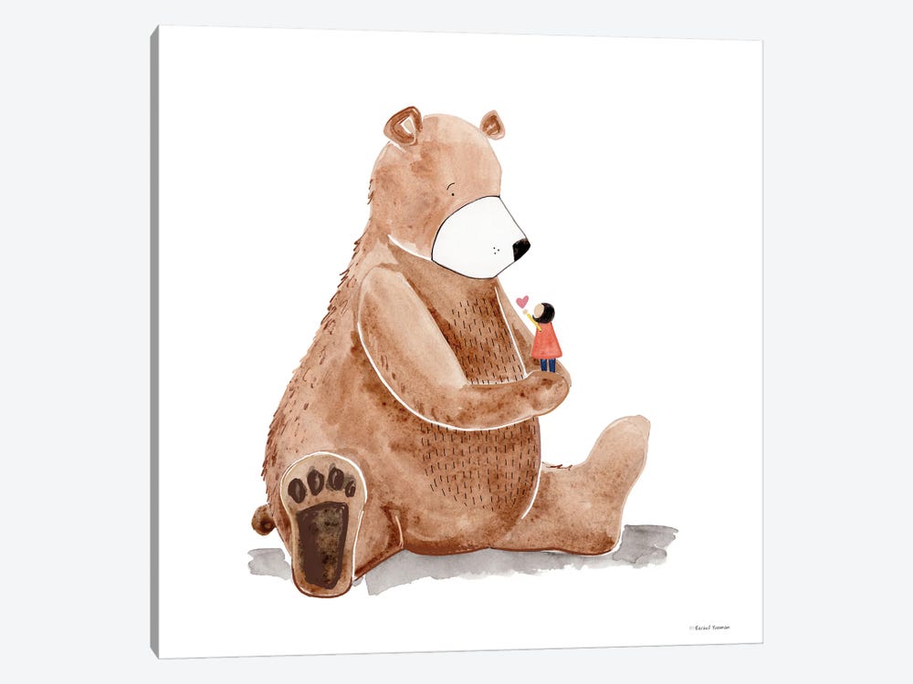 Bear And Heart by Rachel Nieman 1-piece Canvas Artwork