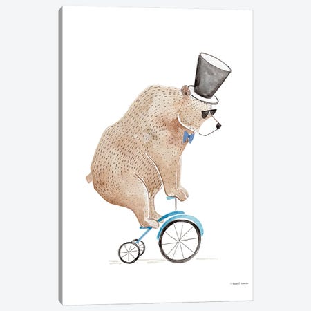 Bear On A Bike Canvas Print #RNI174} by Rachel Nieman Art Print