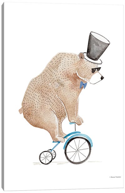Bear On A Bike Canvas Art Print