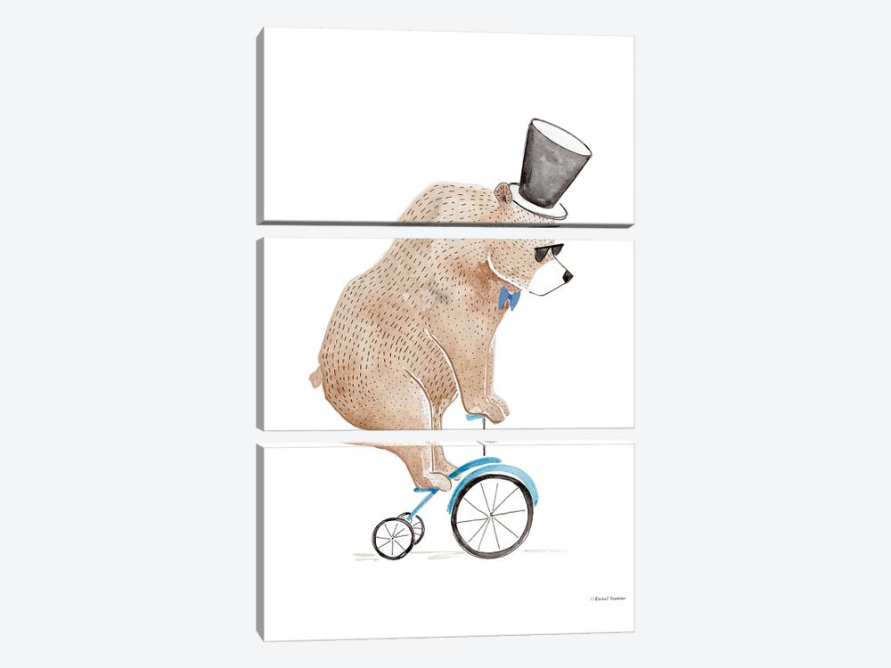 Bear On A Bike by Rachel Nieman 3-piece Canvas Art Print